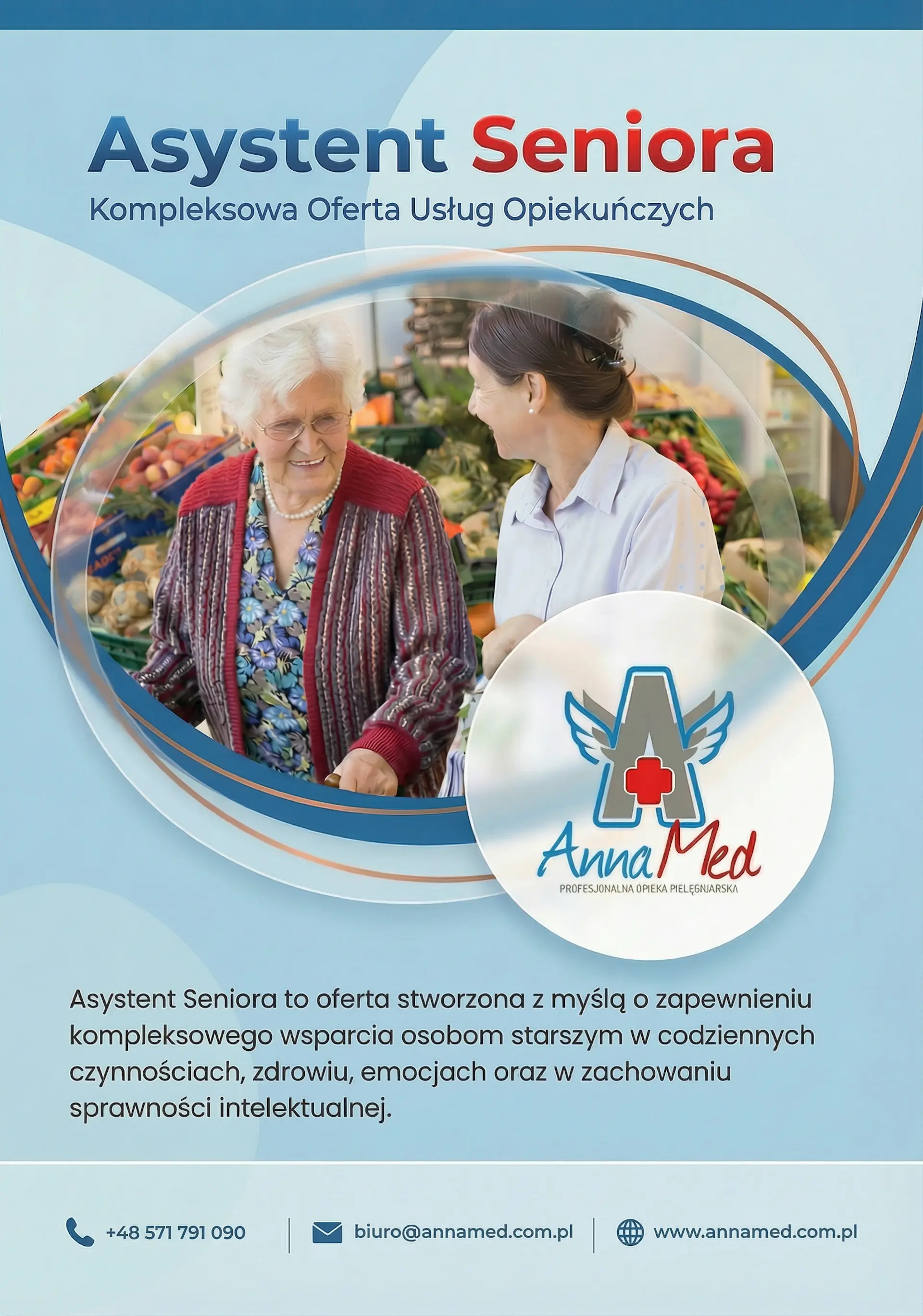 Opiekunka medyczna pomagająca seniorowi w domu - Asystent Seniora AnnaMed, opieka nad osobami starszymi w Rydułtowach, Wodzisławiu Śląskim, Rybniku i Raciborzu. Profesjonalne wsparcie i towarzystwo dla seniora.